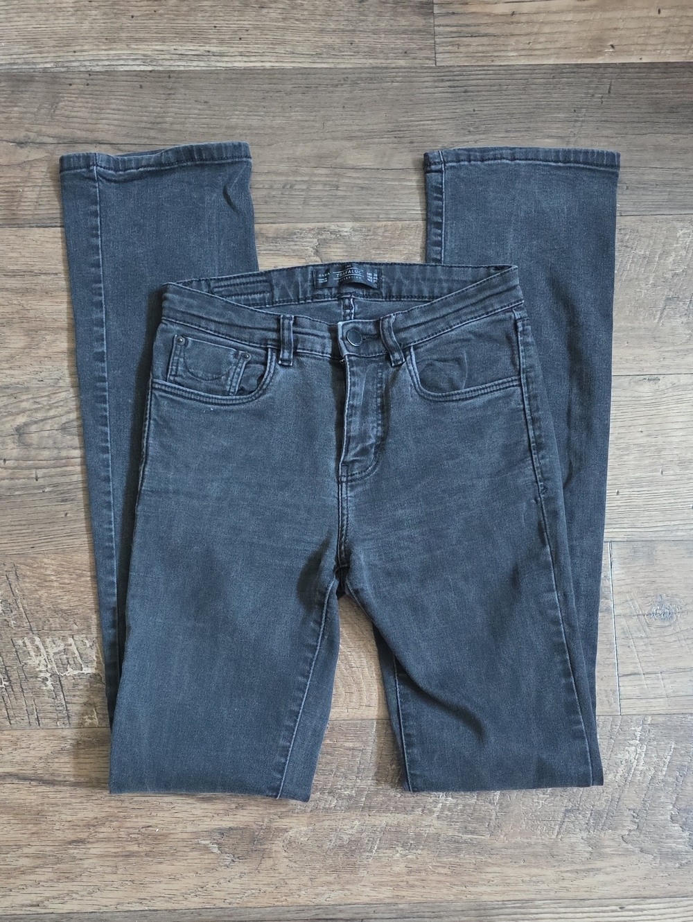 Zara Trafaluc Black Washed Slim Long Jeans